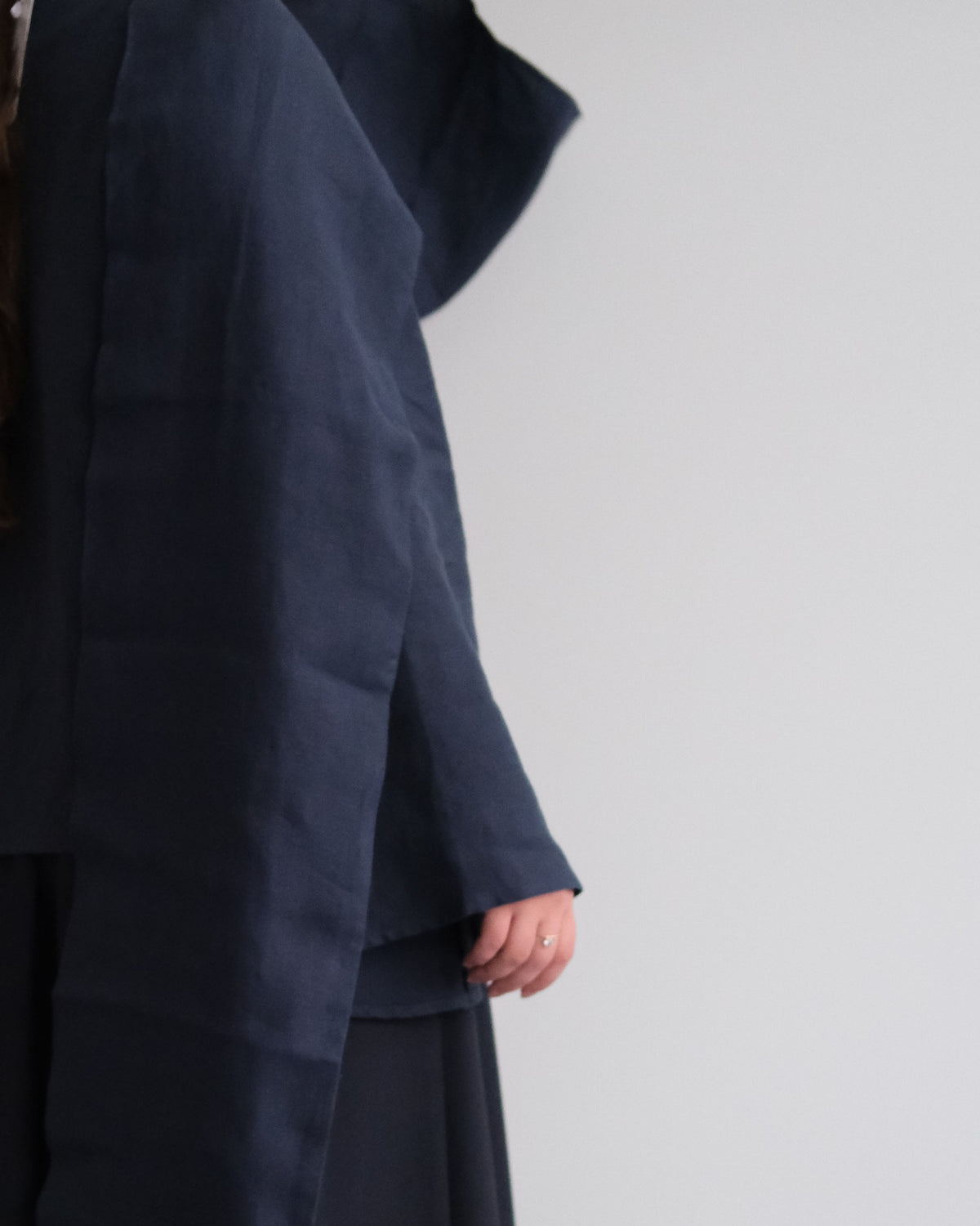 Blue navy linen blouse