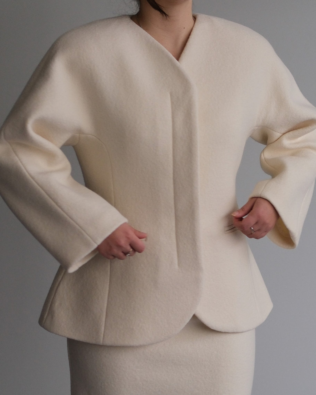 Form white wool jacket