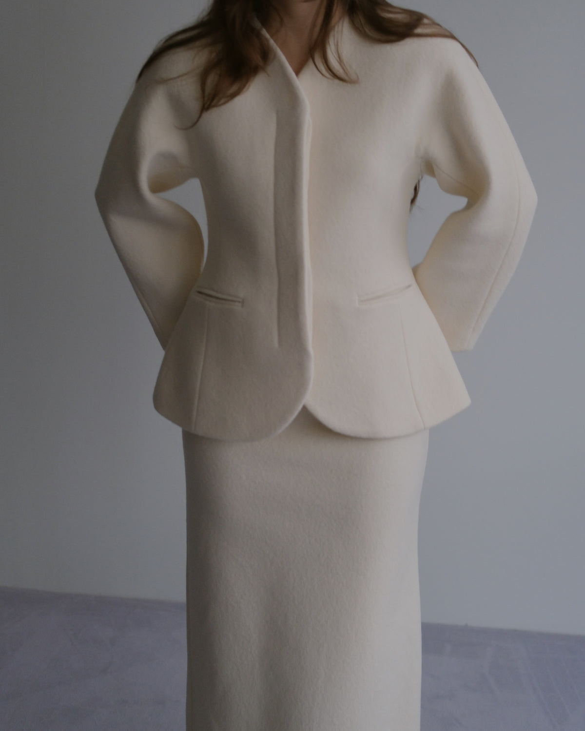 Form white wool jacket