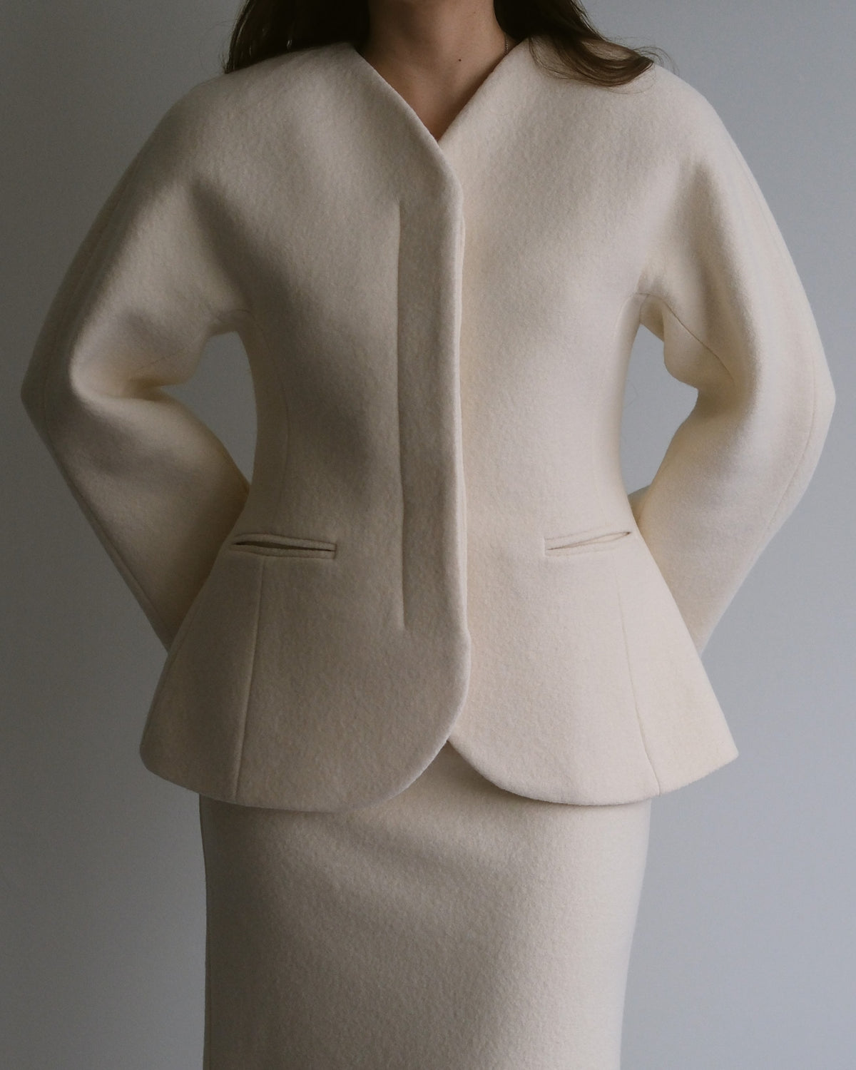 Form white wool jacket