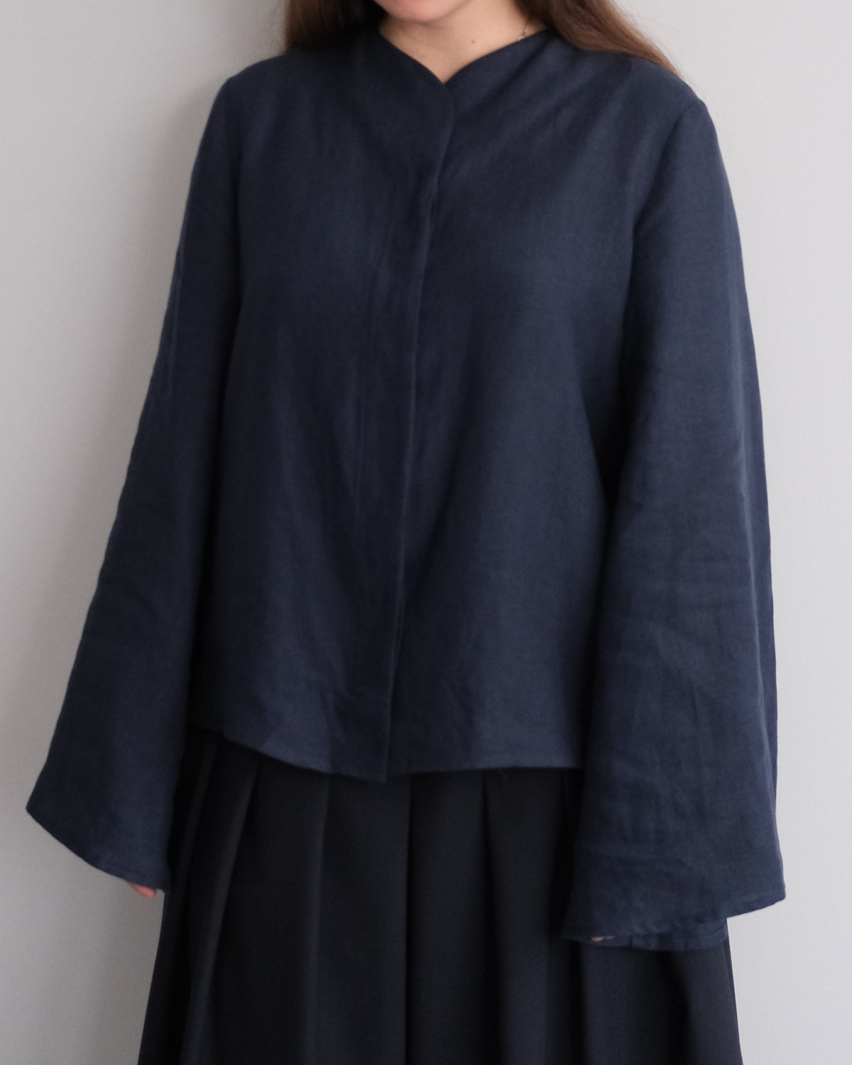Blue navy linen blouse