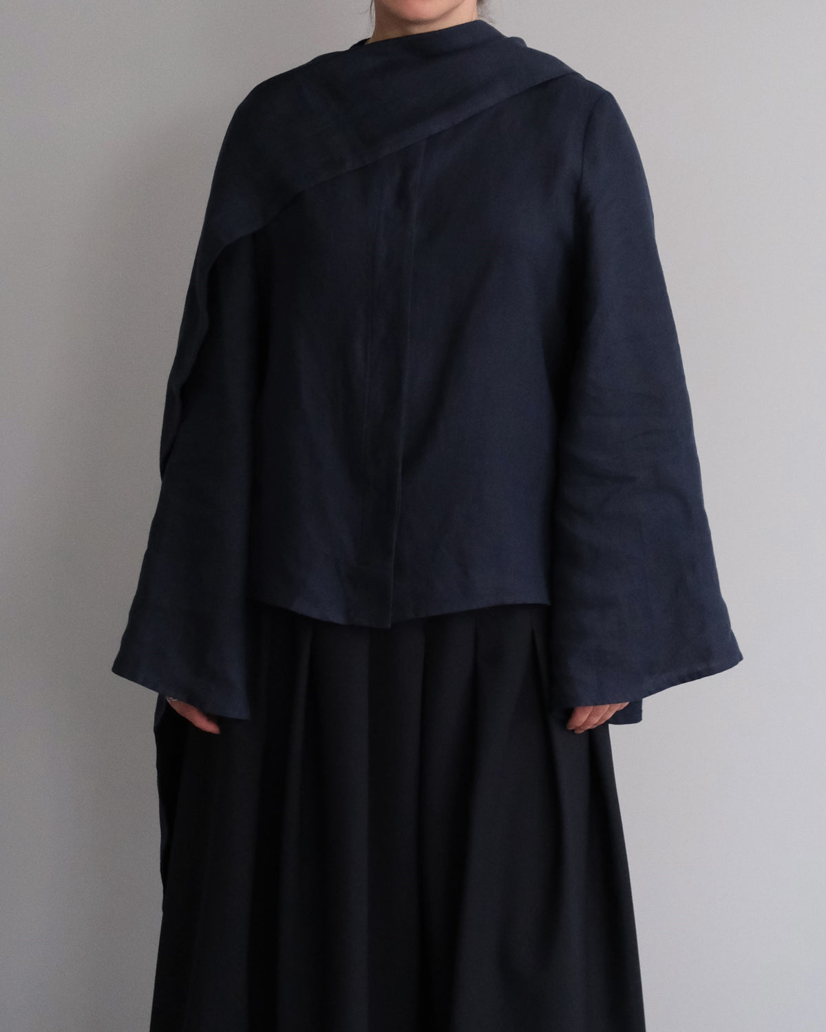 Blue navy linen blouse