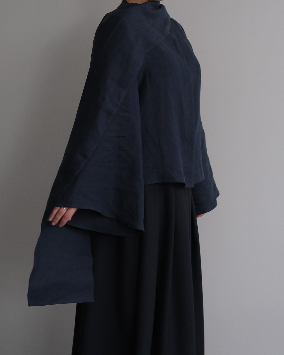 Blue navy linen blouse