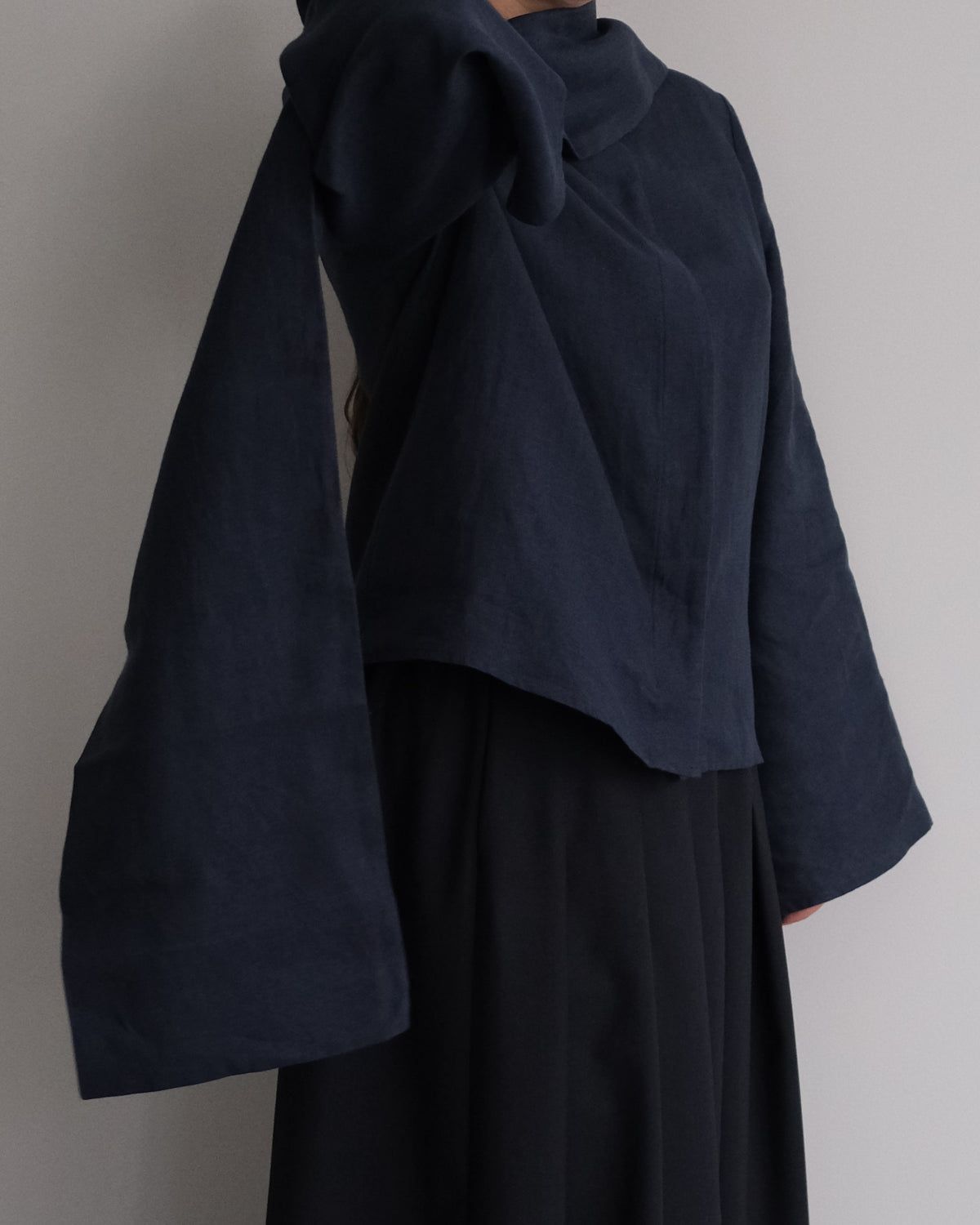 Blue navy linen blouse