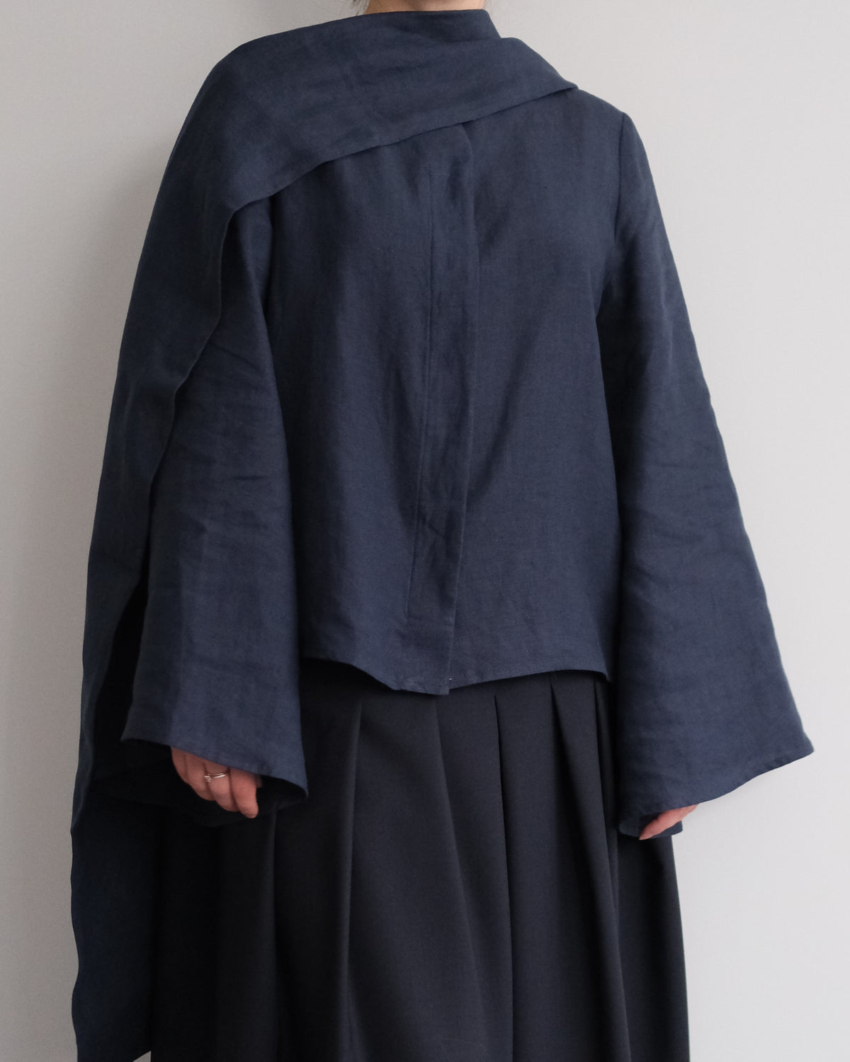 Blue navy linen blouse