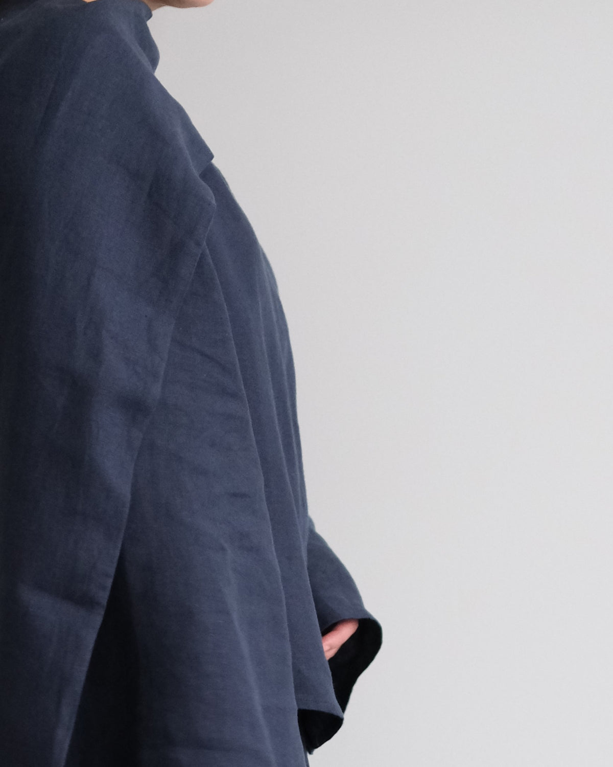 Blue navy linen blouse