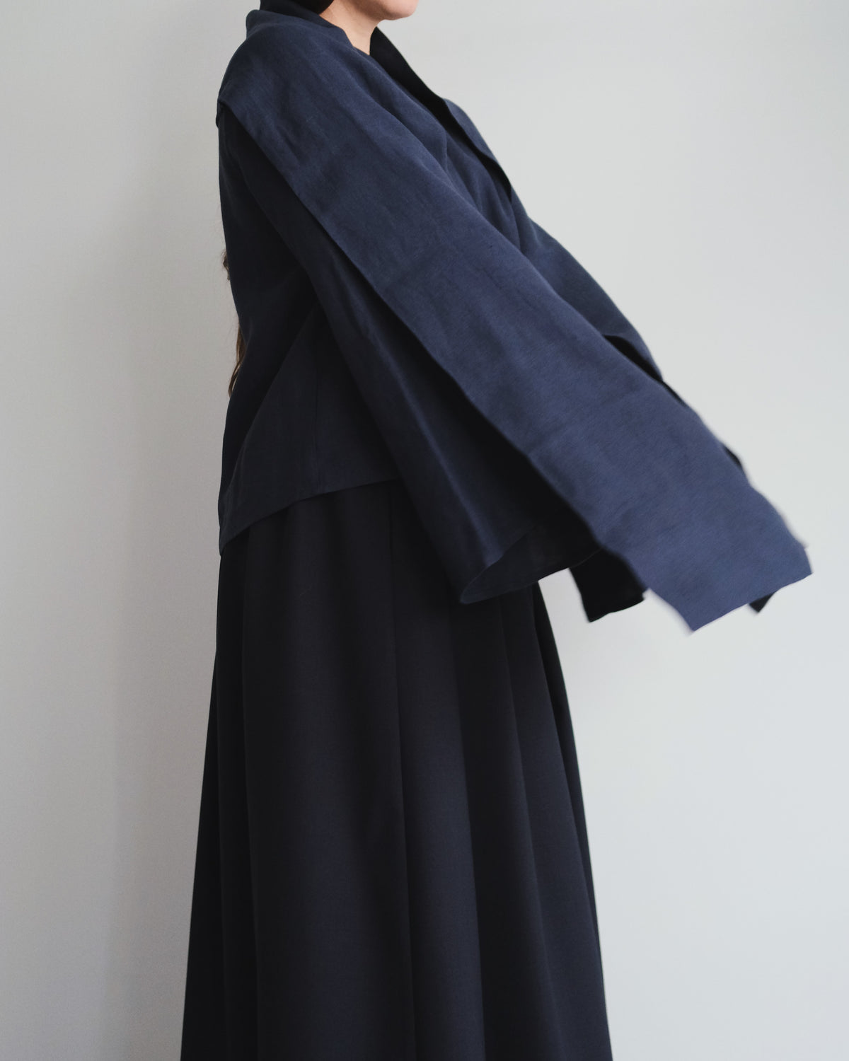 Blue navy linen blouse