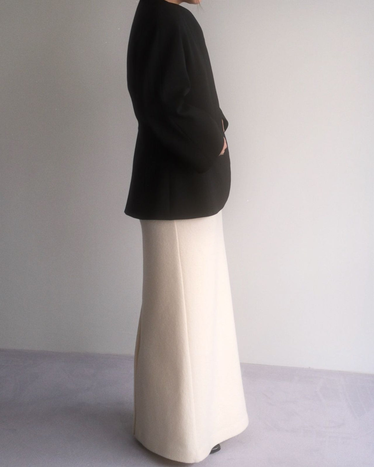 Maxi white wool skirt