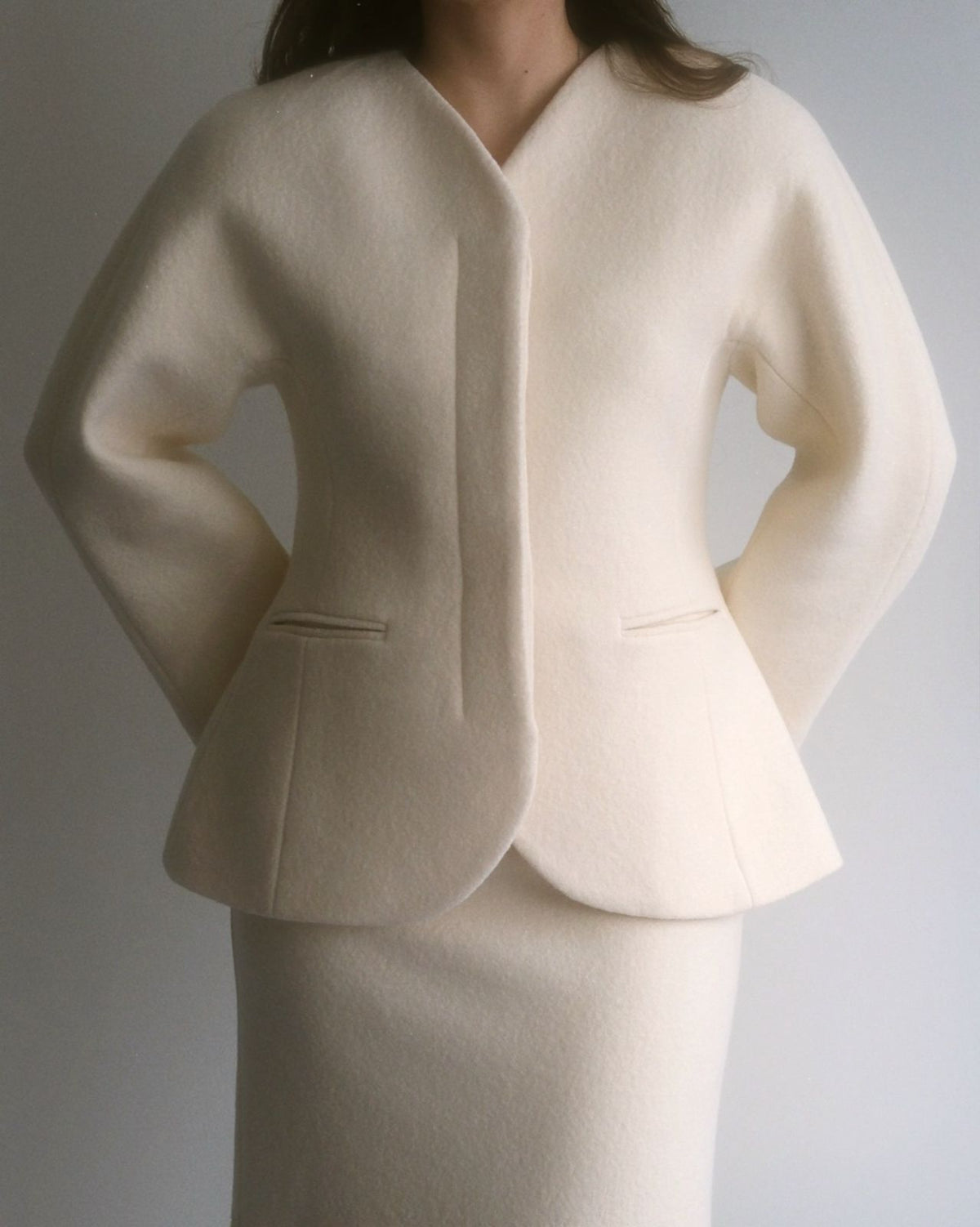 Form white wool jacket